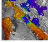 Image of California's Hayward fault is an interferogram created using a pair of images taken by Synthetic Aperture Radar