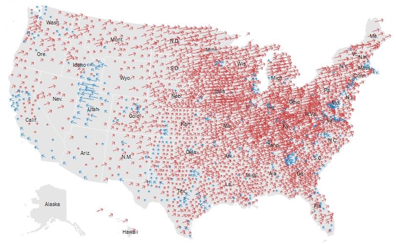Political map showing political shifts from last election.