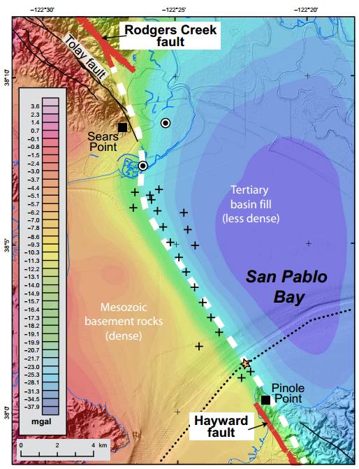 Gravity map of San Pablo Bay.