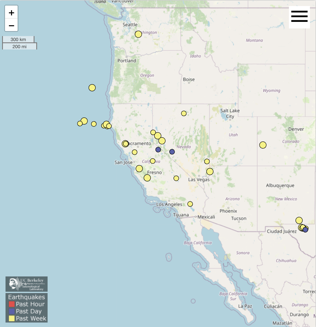 Thumbnail image of real-time earthquakes map