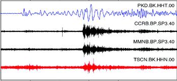 Seismogram showing tremor